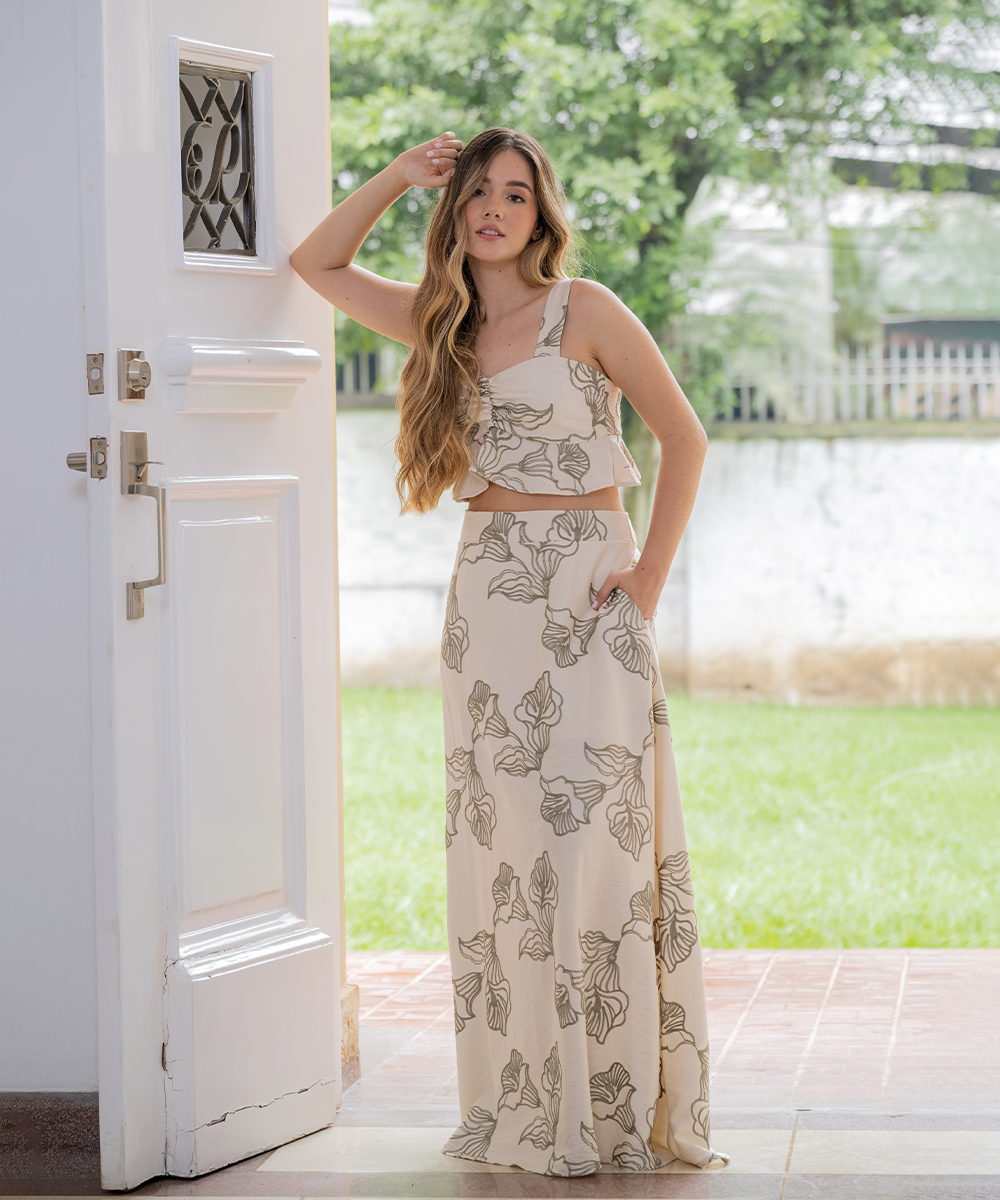 Falda larga con bolsillos VERDE OLIVA