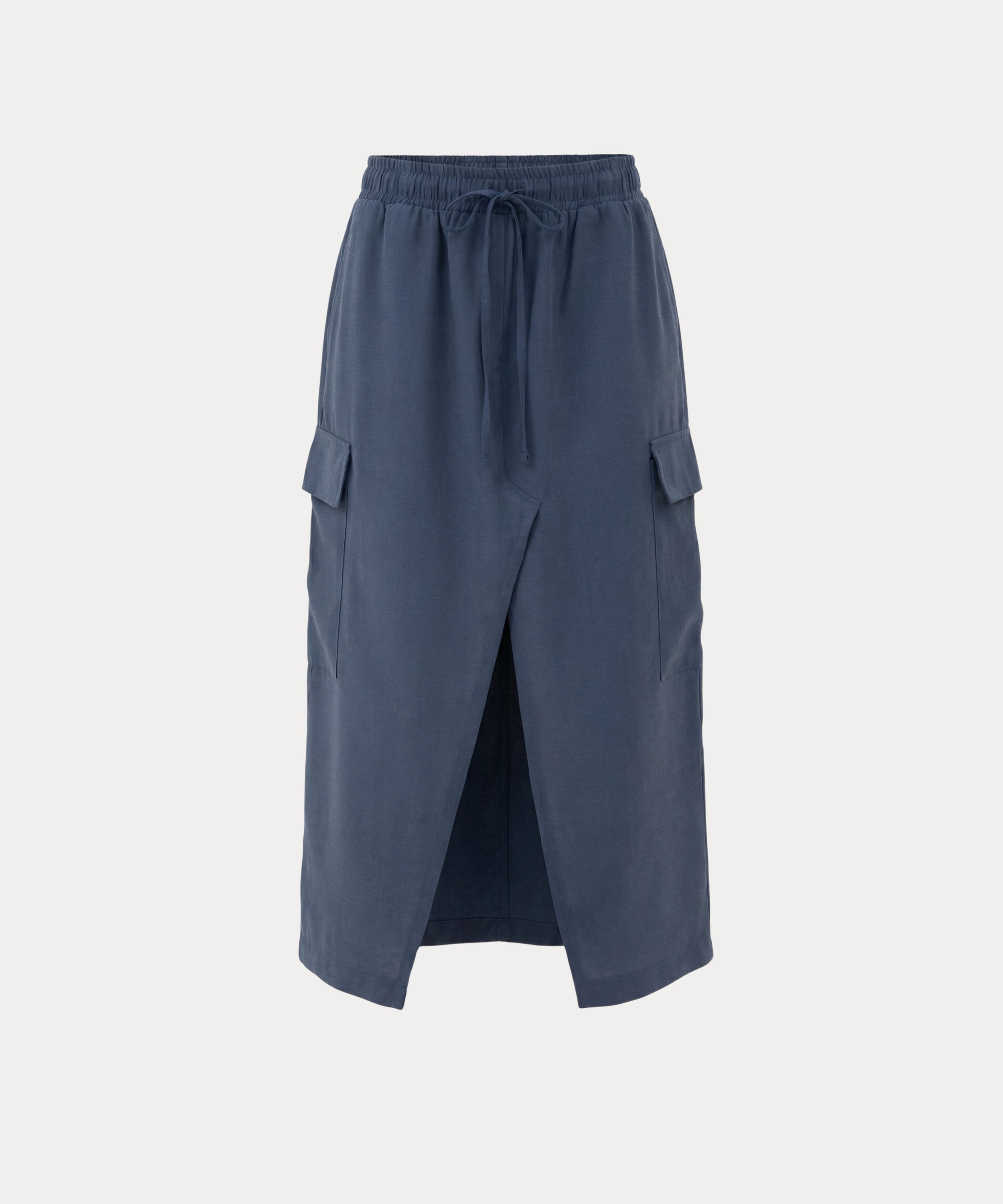 Falda midi resortada AZUL PROFUNDO