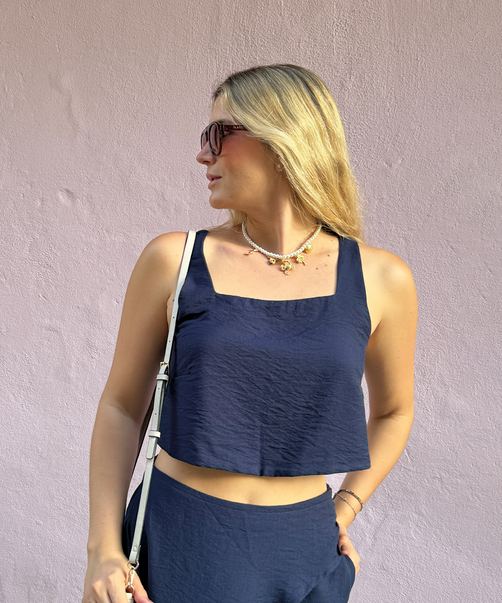 Top corte recto AZUL PROFUNDO