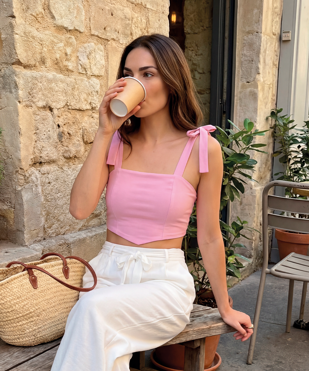 Blusa con tiras ROSADO