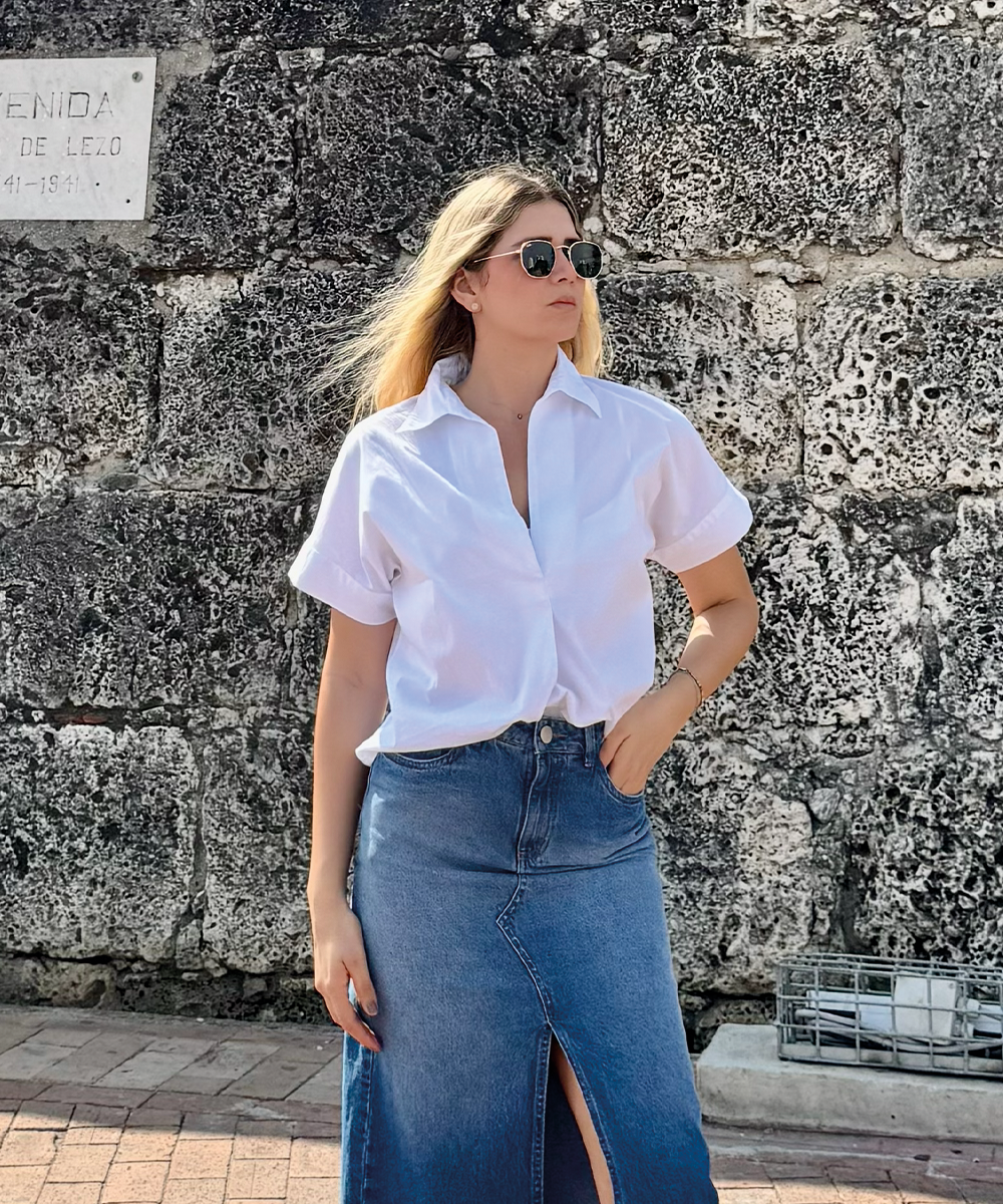 Camisa con cuello BLANCO