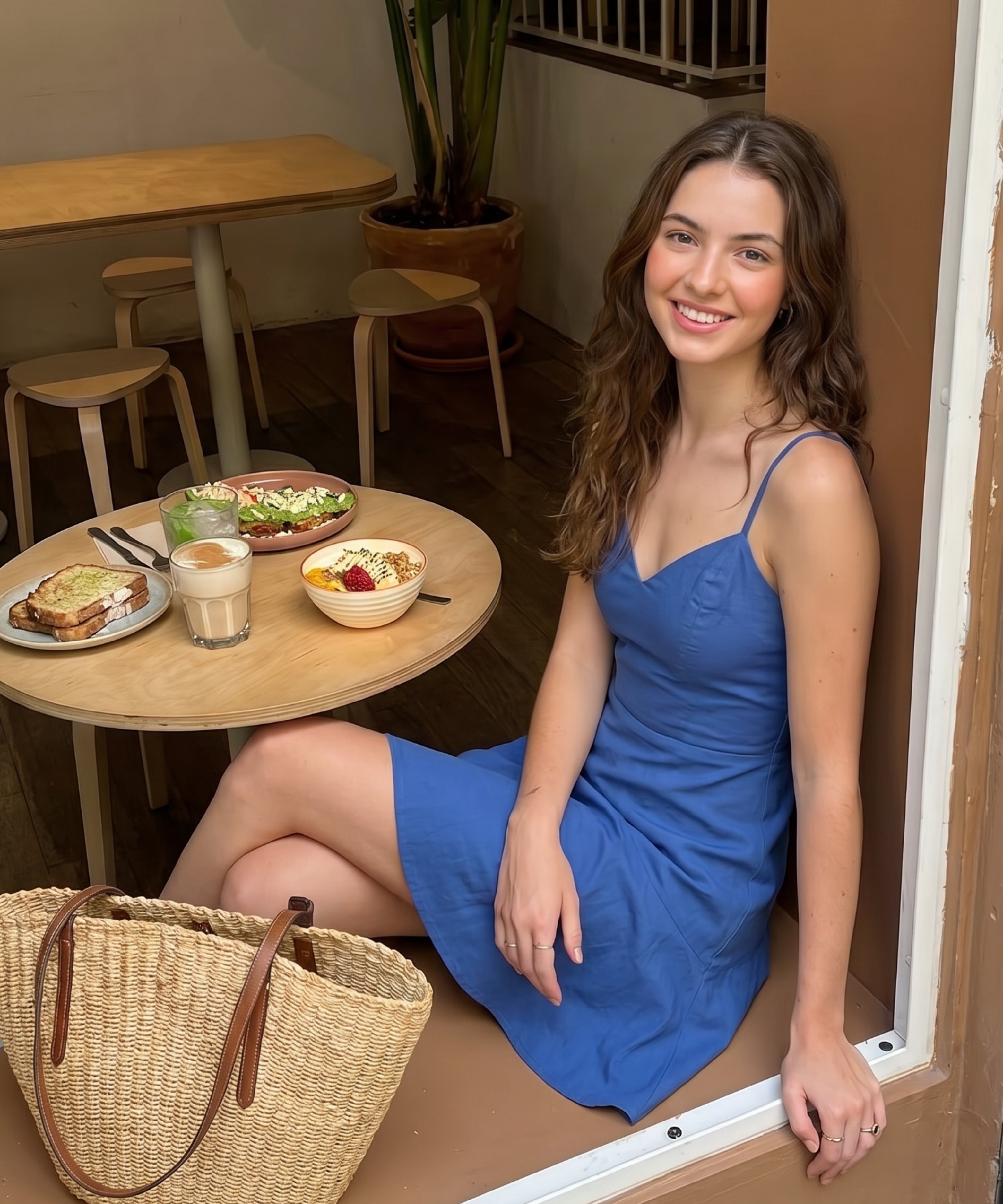 Vestido midi de tiras Azul