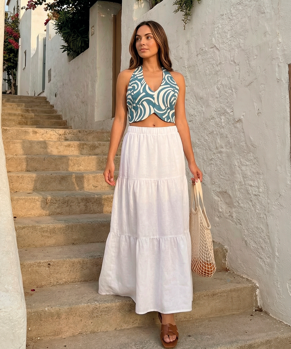 Falda larga de tiempos BLANCO