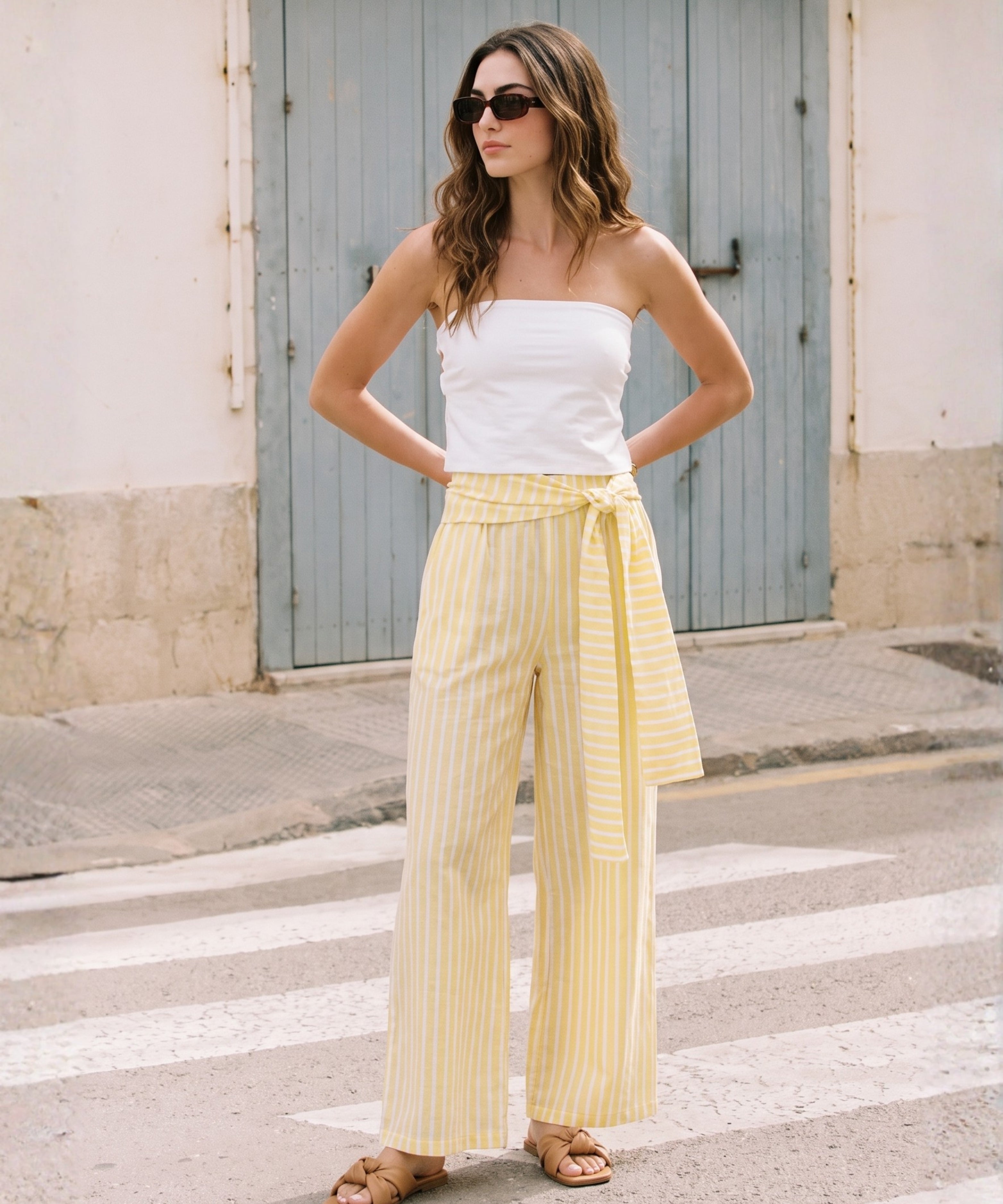 Pantalón ancho Amarillo Pastel