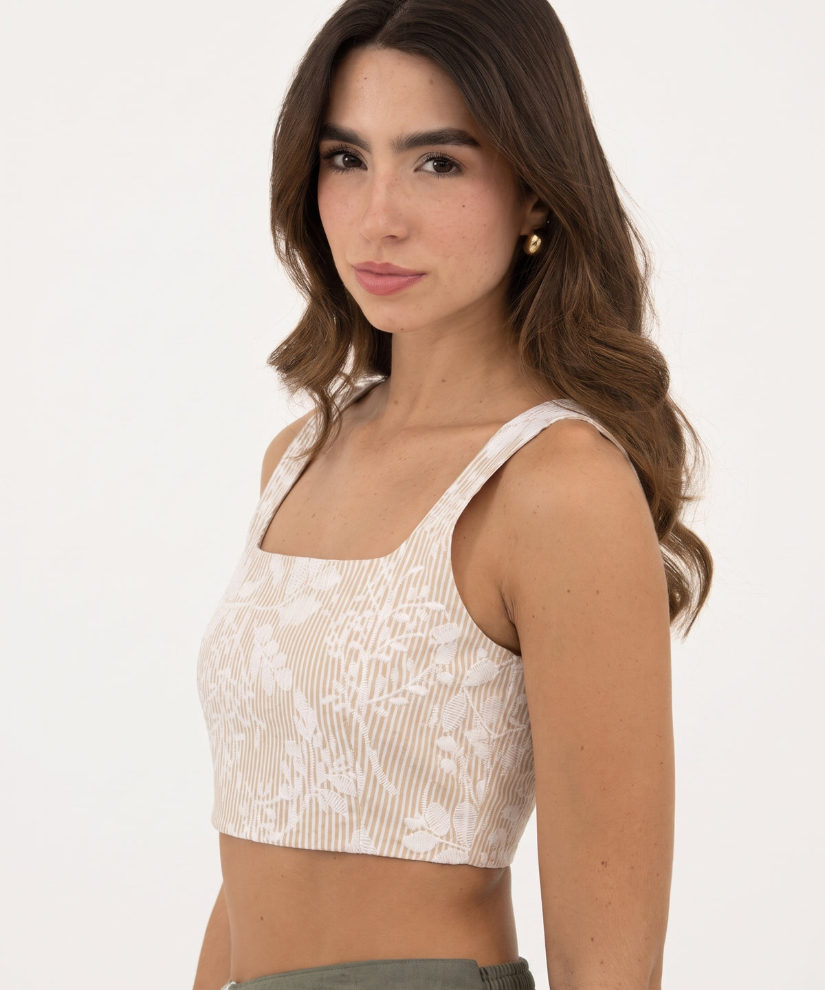 Crop top resortado Camel