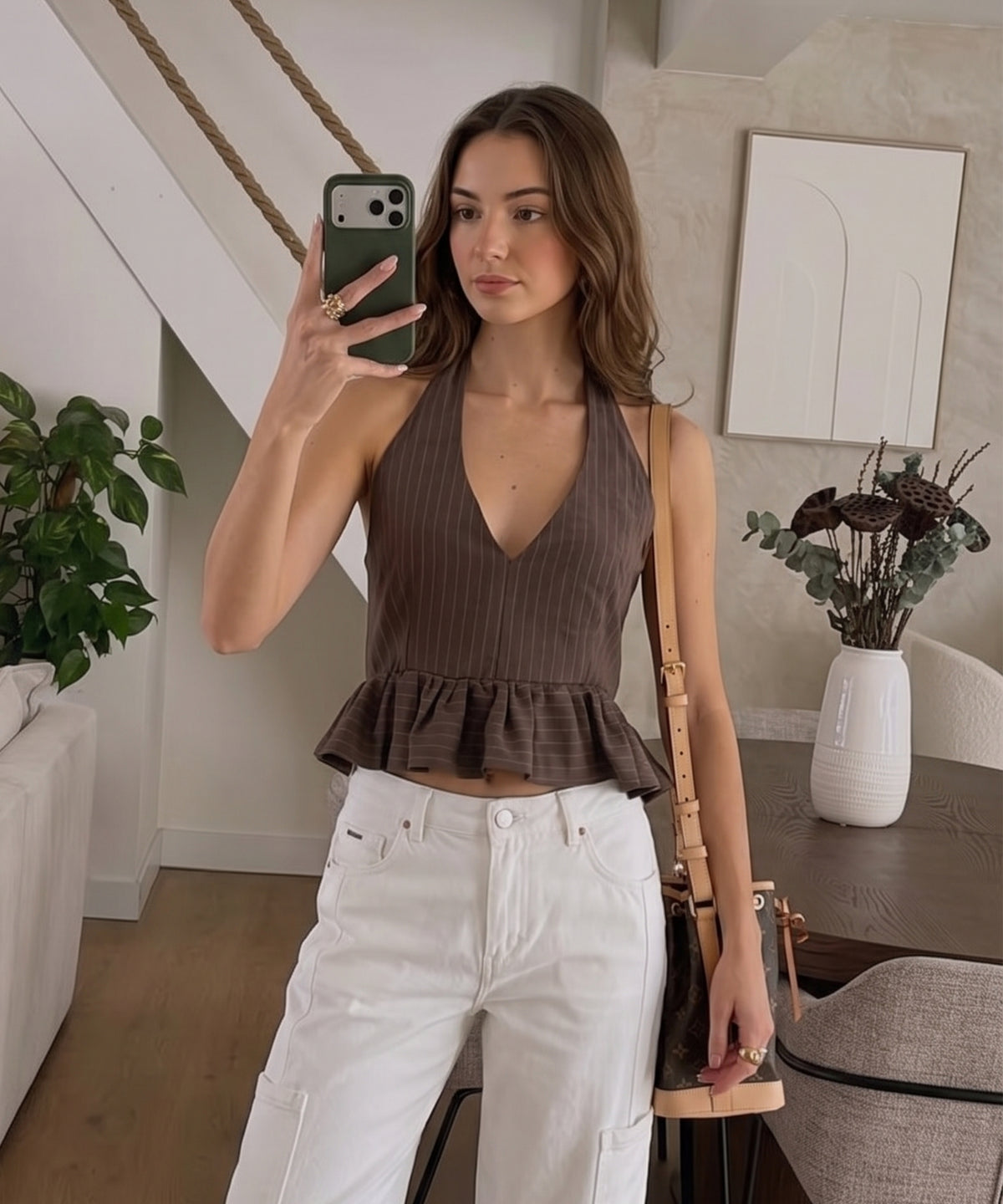 Blusa halter peplum Chocolate
