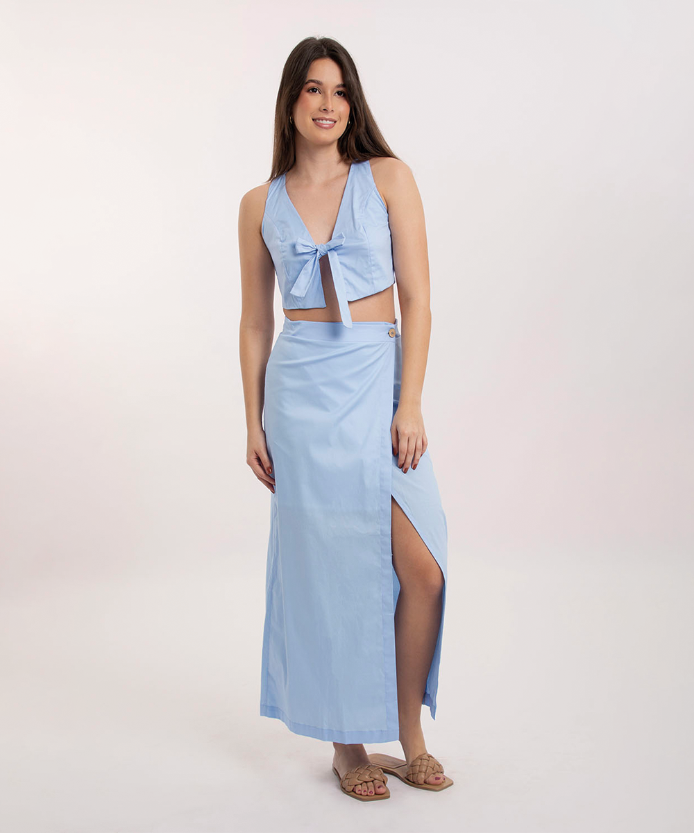 Falda midi cruzada AZUL