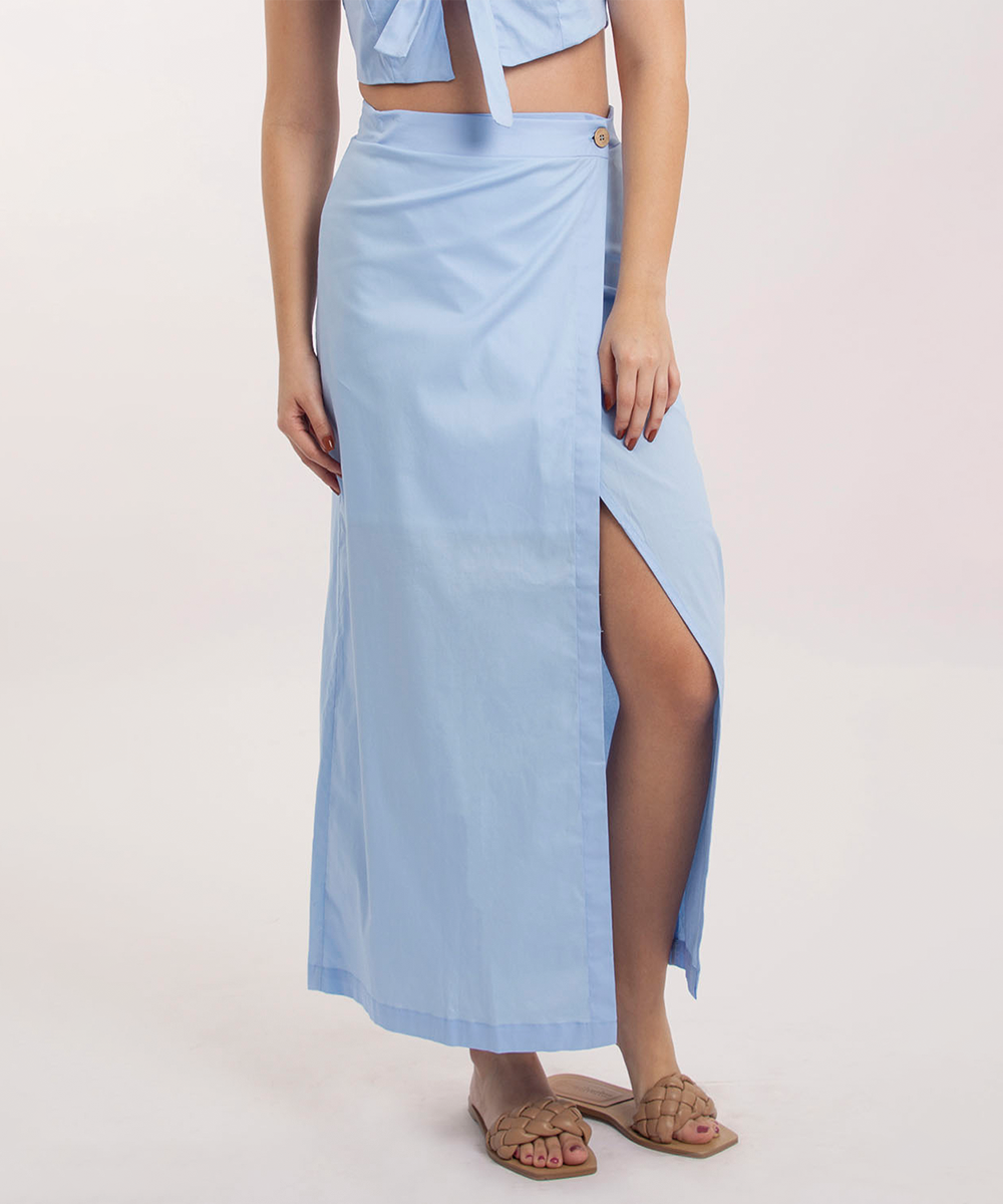 Falda midi cruzada AZUL