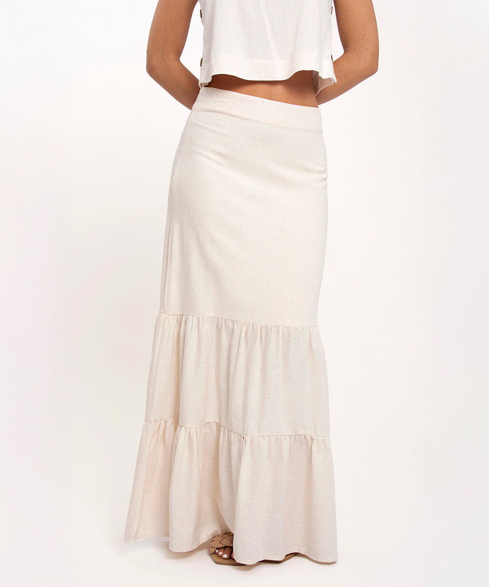 Falda larga con tiempos BEIGE