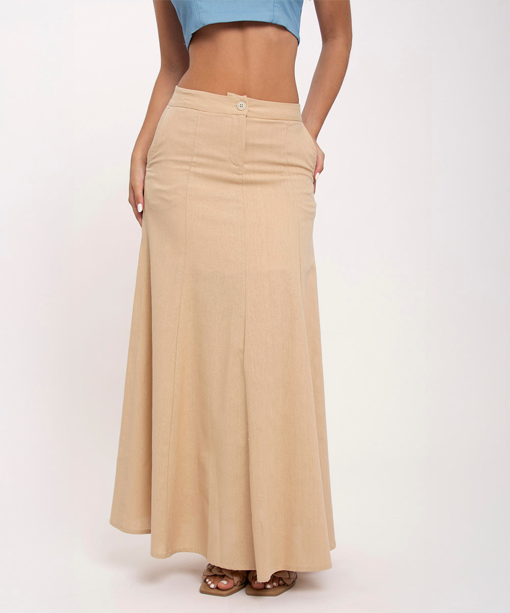 Falda larga con cortes CAMEL