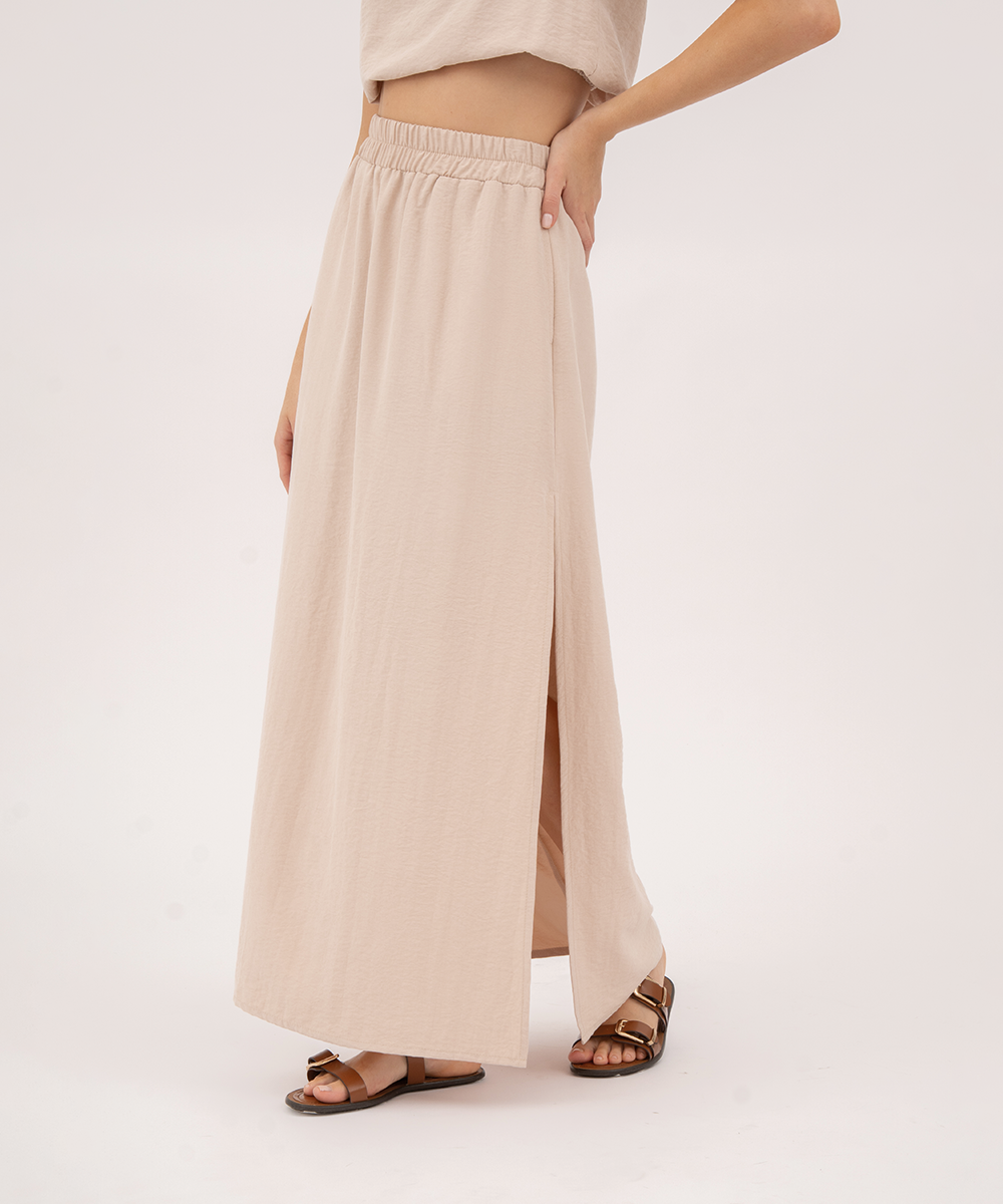 Falda larga con aberturas BEIGE