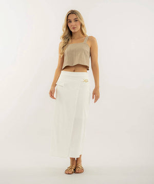 Falda Midi Con Herrajes Blanco Faldas Para Mujer | Ticket Store Colombia 1