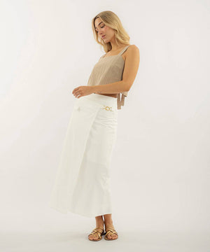 Falda Midi Con Herrajes Blanco Faldas Para Mujer | Ticket Store Colombia 2