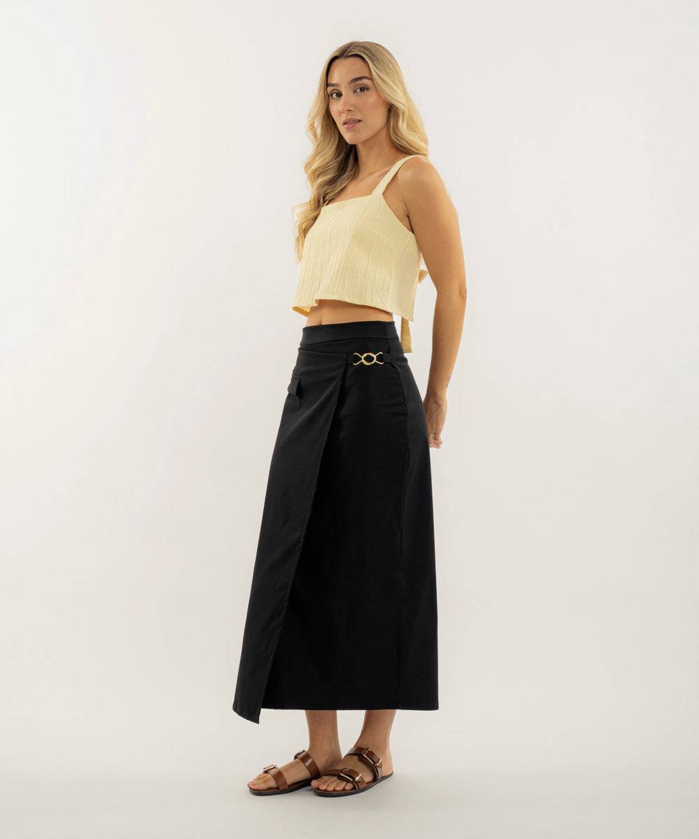 Falda Midi Con Herrajes Negro Faldas Para Mujer | Ticket Store Colombia 2