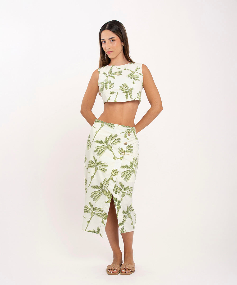 Falda midi cruzada VERDE