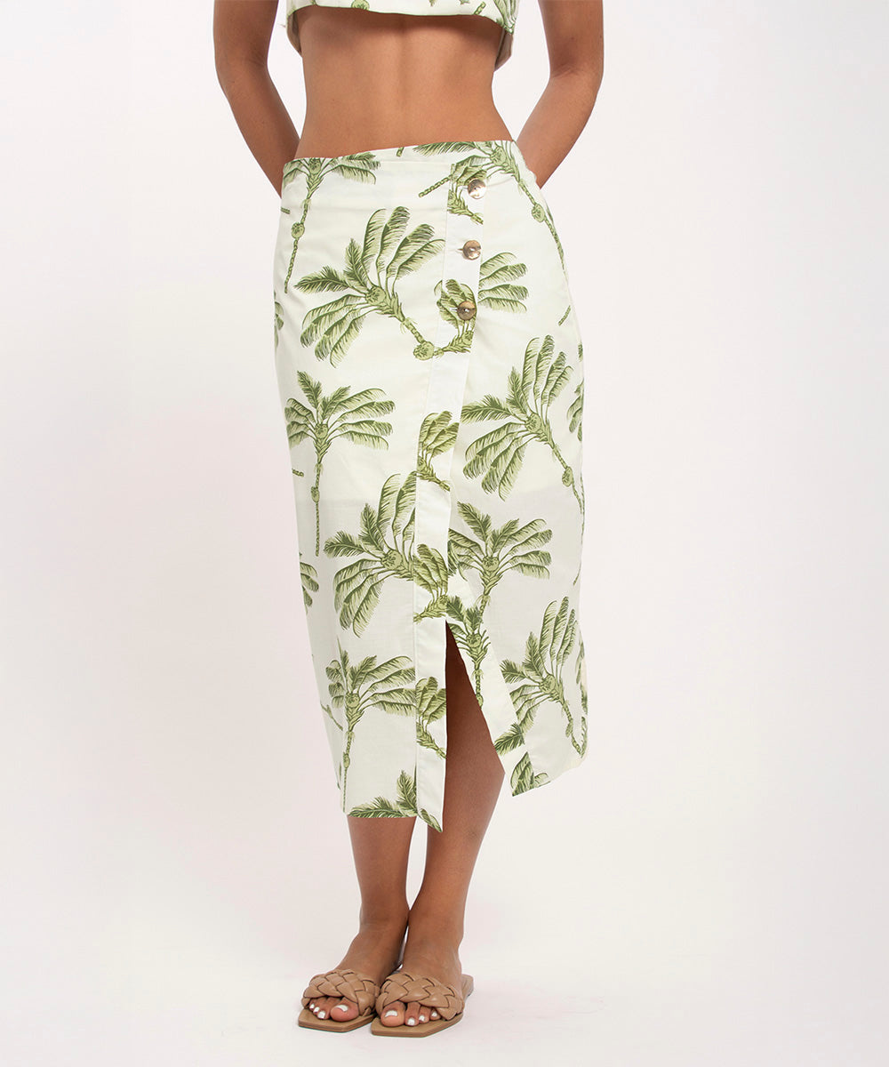 Falda midi cruzada VERDE