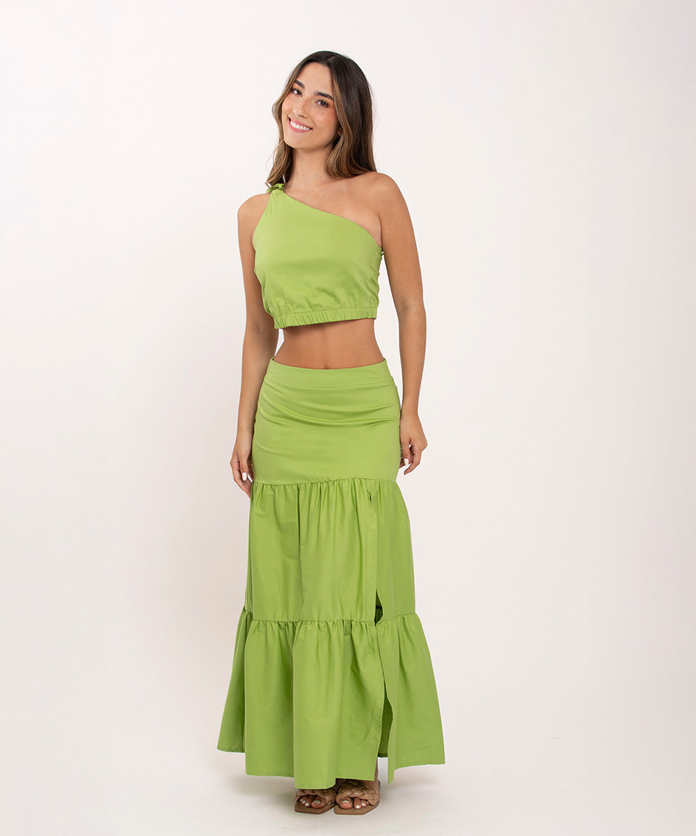 Falda de tiempos con abertura VERDE