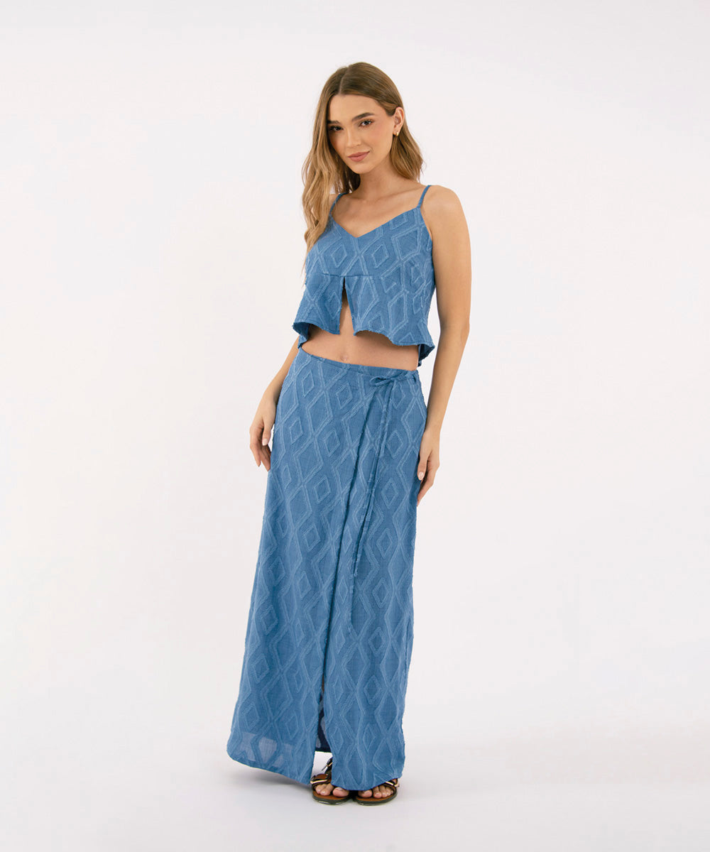 Falda Midi Cruzada AZUL RADIANTE