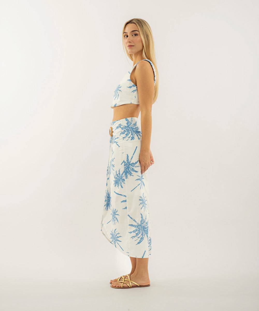 Falda Midi Cruzada Azul Radiante  | Ticket Store Colombia 4