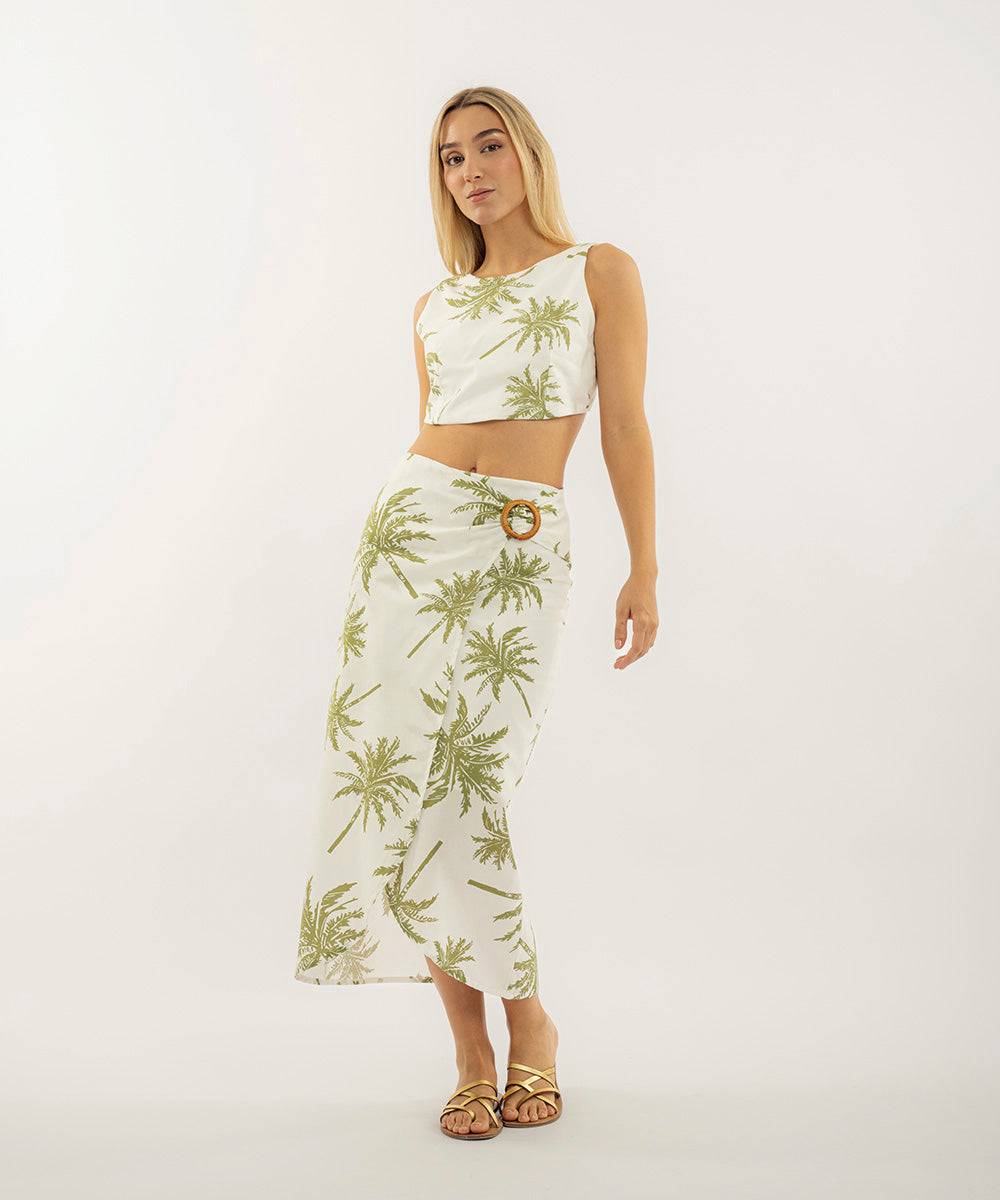 Falda Midi Cruzada Verde Oliva  | Ticket Store Colombia 1