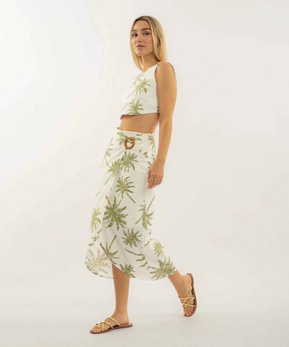 Falda Midi Cruzada Verde Oliva  | Ticket Store Colombia 2