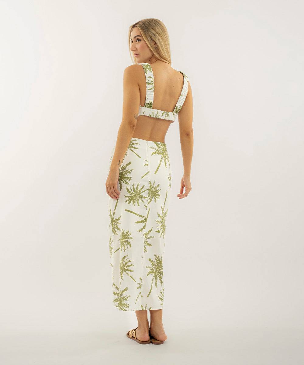 Falda Midi Cruzada Verde Oliva  | Ticket Store Colombia 4