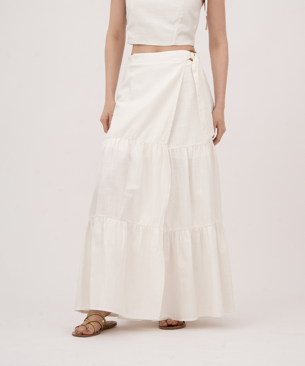 Falda Pareo Con Cortes. BLANCO