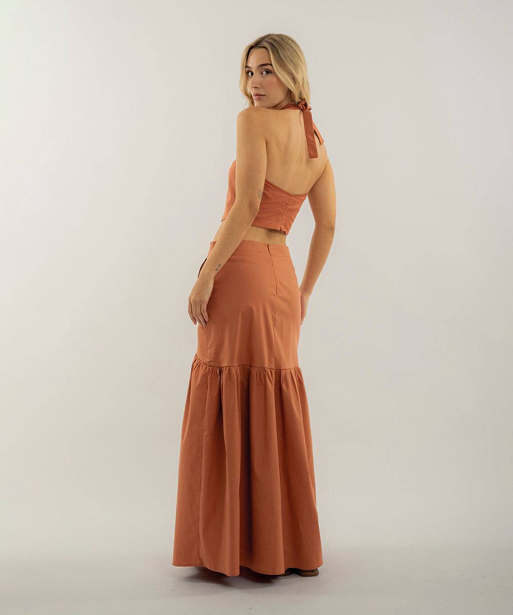 Falda Bolsillos Parche Terracota Faldas Para Mujer | Ticket Store Colombia 4