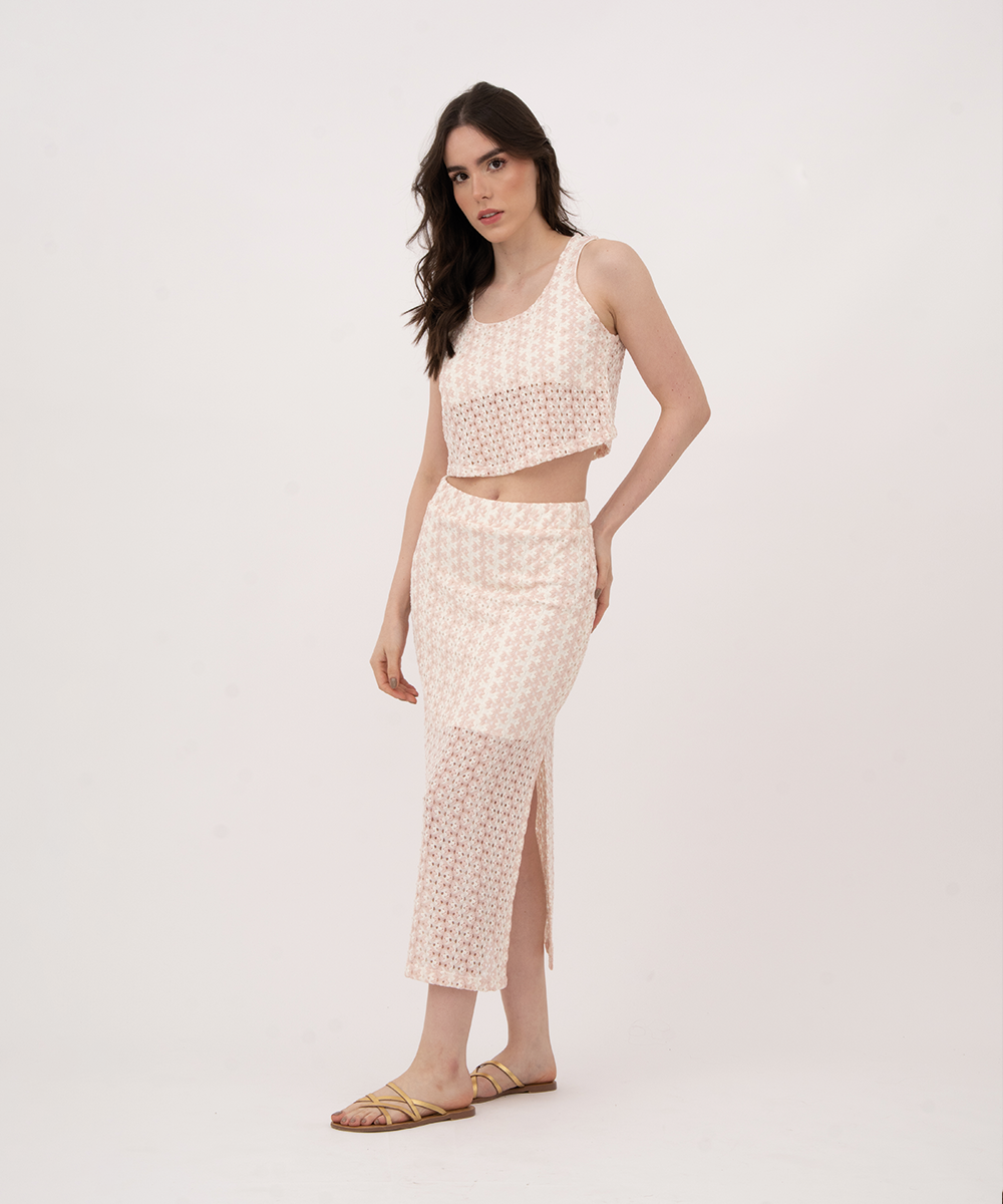 Falda midi con aberturas ROSADO PASTEL