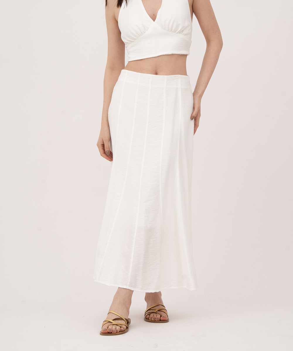 Falda midi con cortes BLANCO