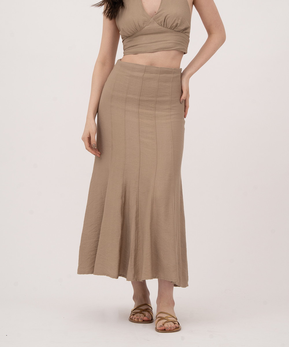 Falda midi con cortes CAMEL