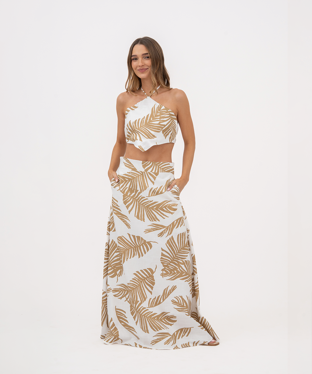 Falda larga con bolsillos CAMEL