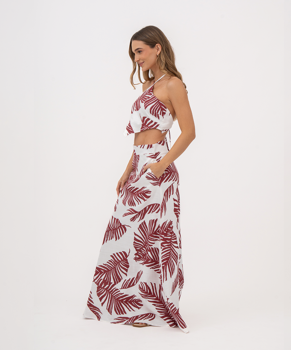 Falda larga con bolsillos ROJO