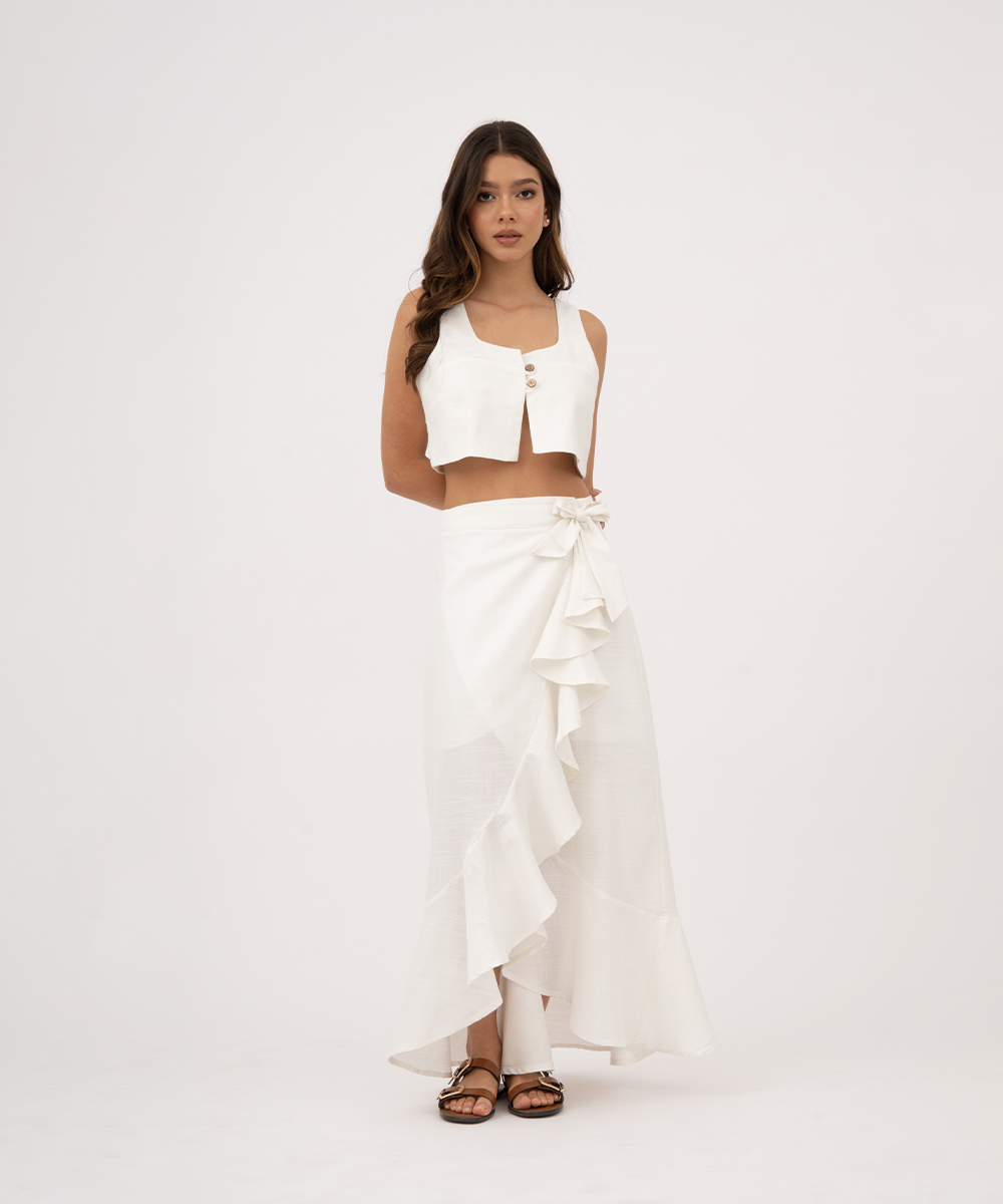Falda cruzada con lazo BLANCO