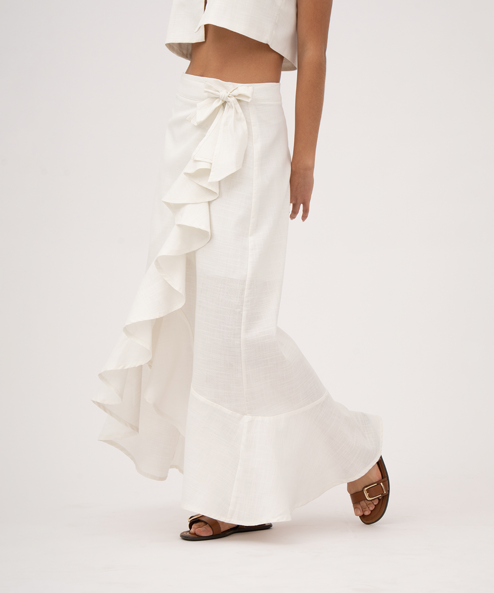 Falda cruzada con lazo BLANCO