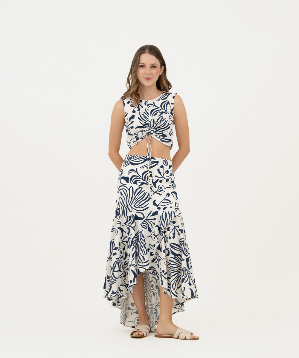 Falda bolero asimétrico AZUL PROFUNDO