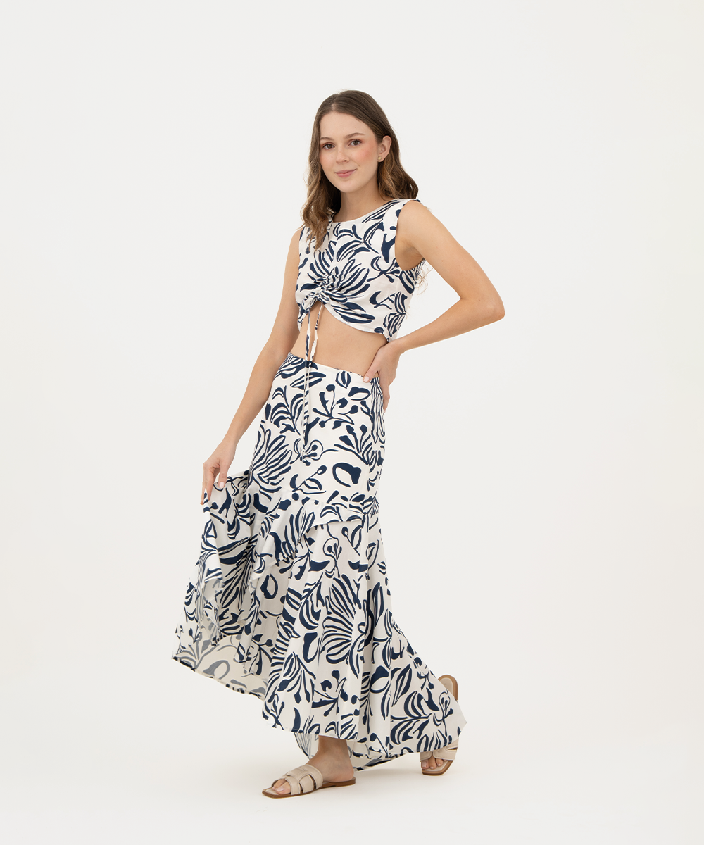 Falda bolero asimétrico AZUL PROFUNDO