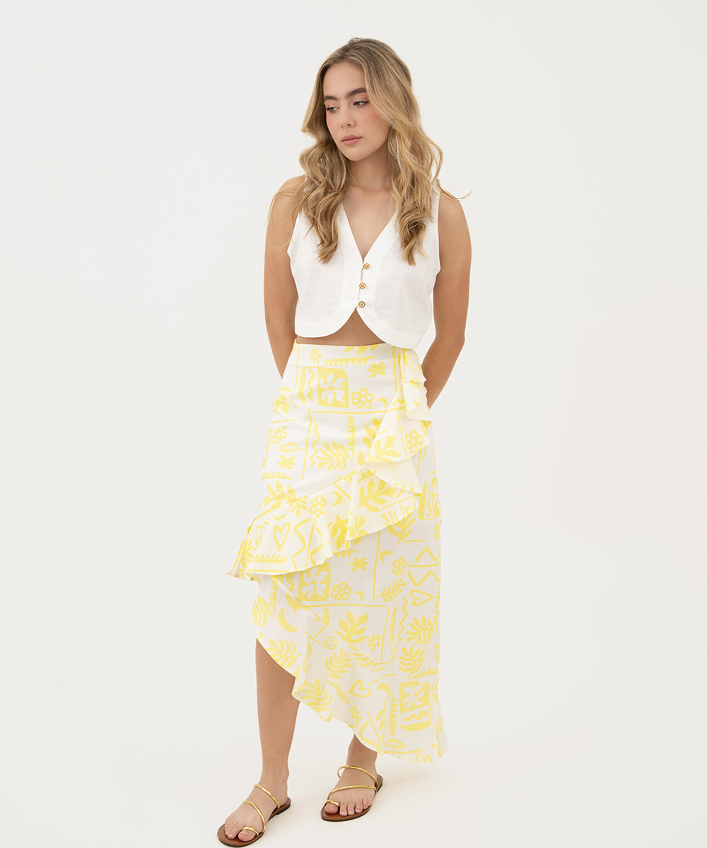 Falda asimétrica Amarillo