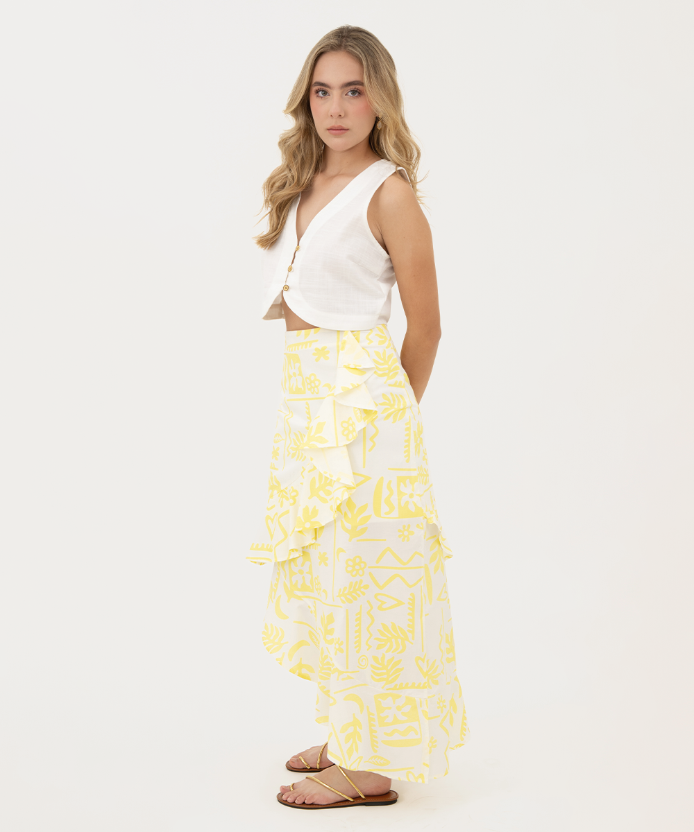 Falda asimétrica Amarillo