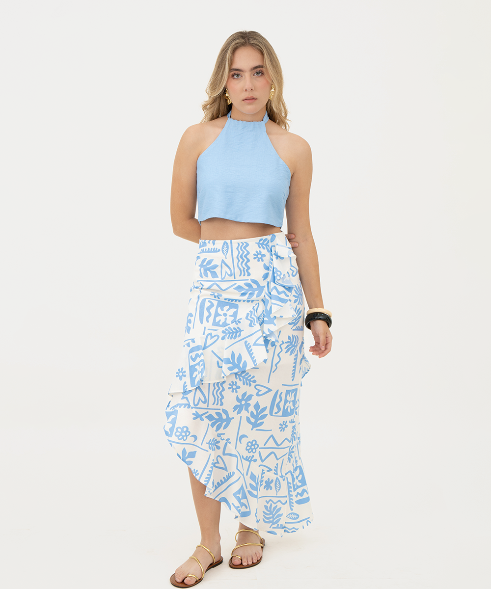 Falda asimétrica Azul Radiante