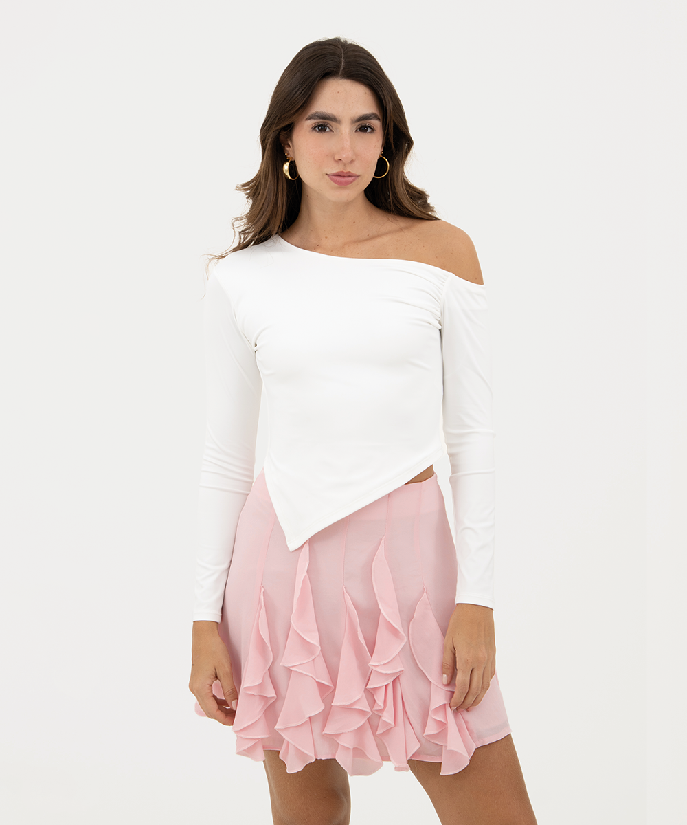 Falda mini volantes Rosado Pastel