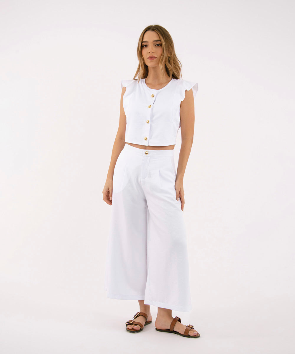 Pantalón Culotte Con Prenses BLANCO