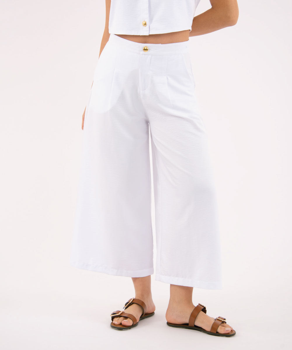 Pantalón Culotte Con Prenses BLANCO