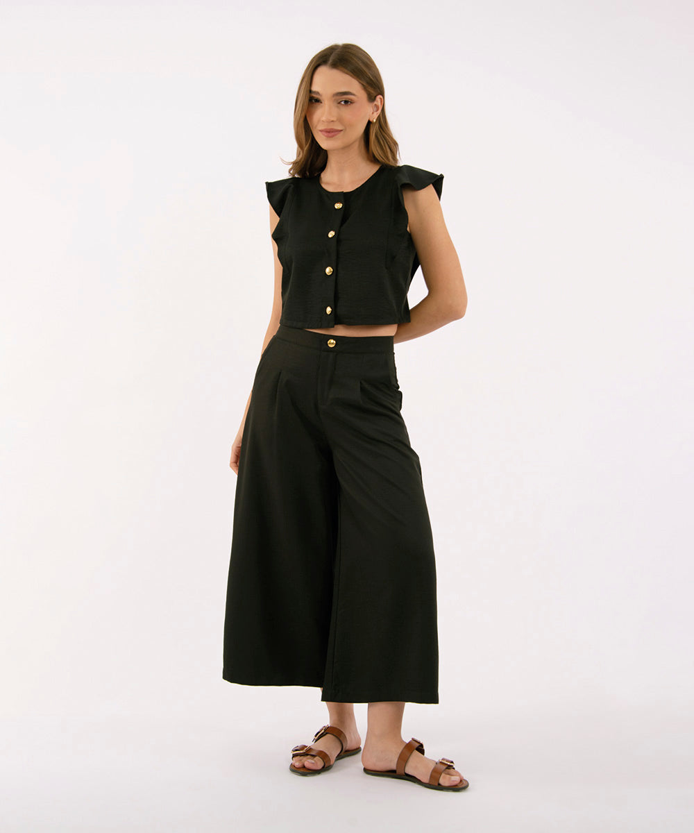 Pantalón Culotte Con Prenses NEGRO