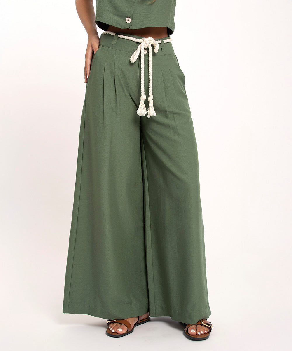 Pantalon con lazo VERDE OLIVA