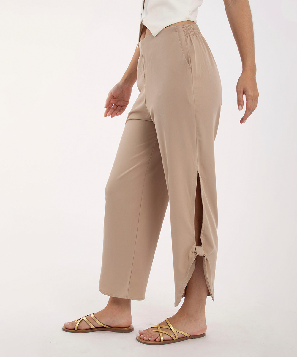 Pantalon aberturas y moño BEIGE