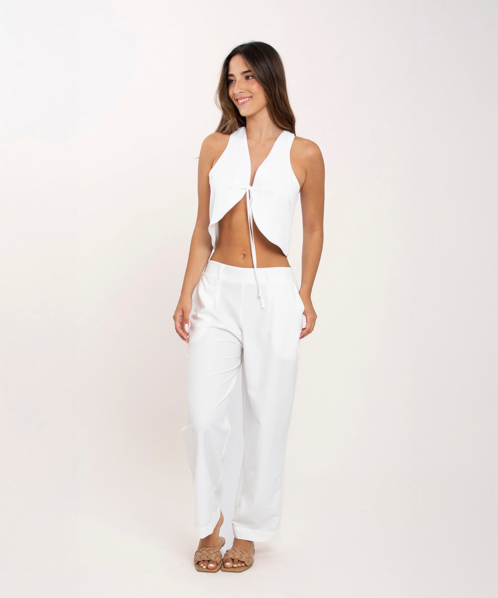 Pantalon bota recta BLANCO