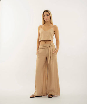 Pantalon De Amarrar Camel Pantalóns Para Mujer | Ticket Store Colombia 4