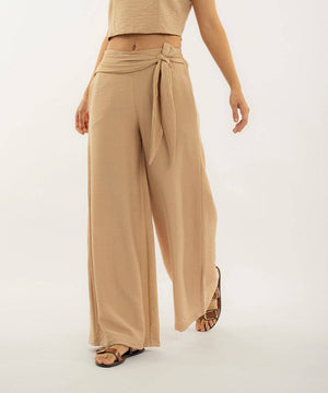 Pantalon De Amarrar Camel Pantalóns Para Mujer | Ticket Store Colombia 3
