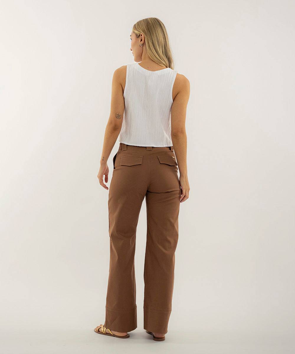 Pantalon Bota Recta Cortes Caramelo Pantalóns Para Mujer | Ticket Store Colombia 3